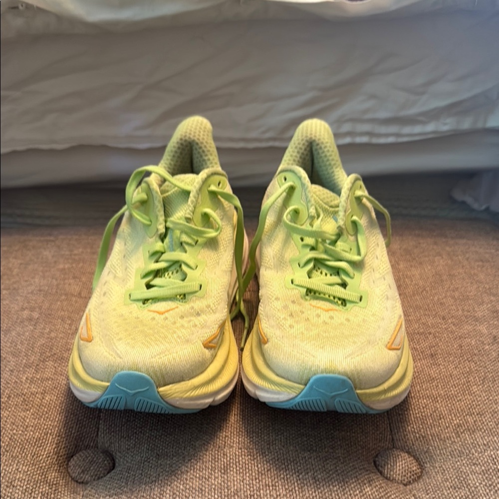 Hoka One One Yellow and Green Athletic Shoes with Cushioned Sole